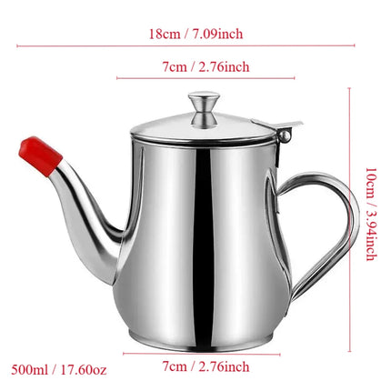 1Pc Household Stainless Steel Oil Pot with Filter Oil Filter Pot