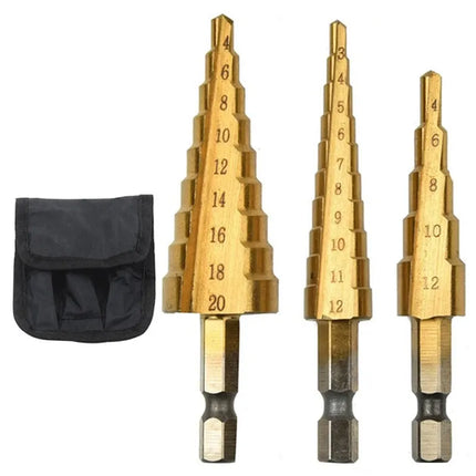 Step Drill Titanium Plated Hexagonal Shank Straight Groove