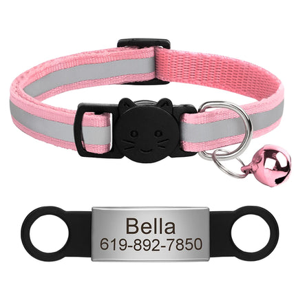 Customized Cat Collar Reflective Cat Collar Free Engraved Puppy Kitten
