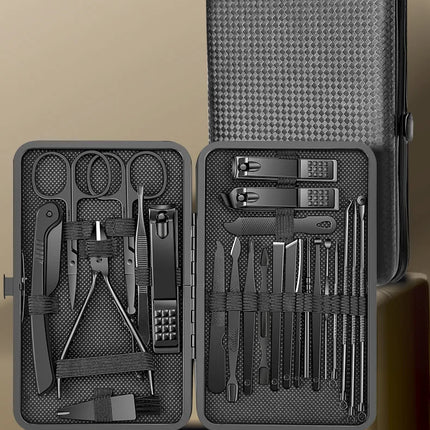 8/12/15/20/24pcs black Nail clipper set Pedicure knife Stainless steel