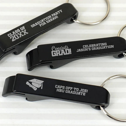 50*Personalized Engraved Bottle Opener Key Chain Wedding Favors