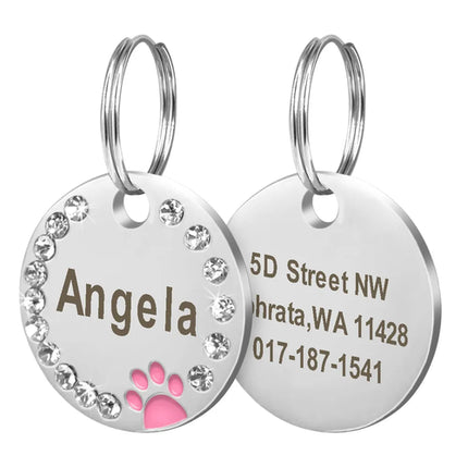 Cute Cat Tag Small Dog ID Tags Free Engraved Name Cats Kitten Name Tag