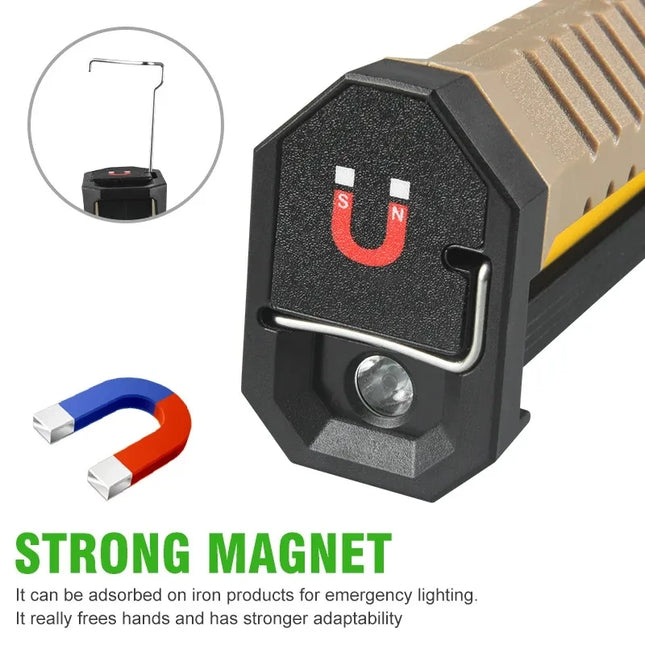 Portable Fold LED Flashlight Strong Magnet COB Working Light Type C