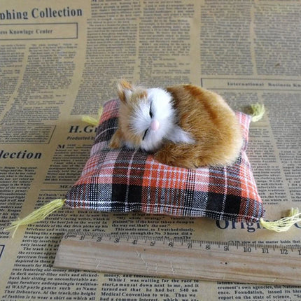 Artificial Mini Sleeping Cats on Cloth Pad Plush Simulation Lying Cats