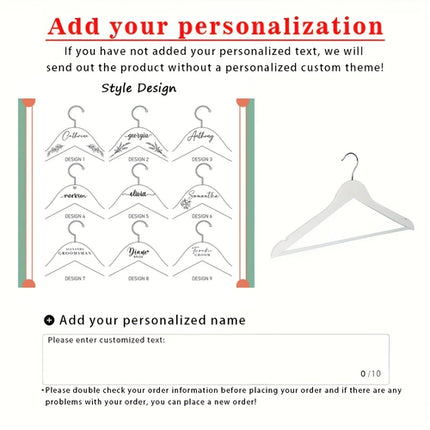1pc Custom Engraved Name Wooden Clothes Hanger Personalized Name