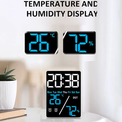 Multifunctional Large Screen Digital Alarm Clock Humidity Display