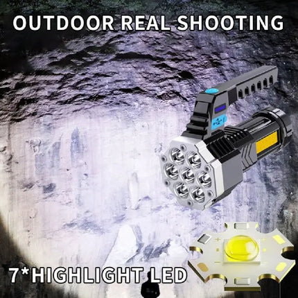 Portable Flashlight 7 LED COB Side Light USB Rechargeable Outdoor