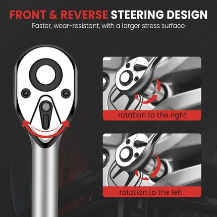 Socket Wrench, 12 Piece Set of Multifunctional Tools, Ratchet Quick