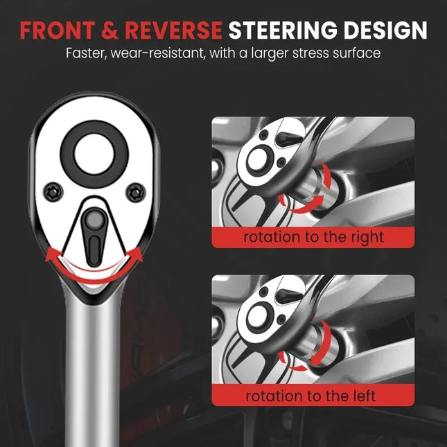 Socket Wrench, 12 Piece Set of Multifunctional Tools, Ratchet Quick