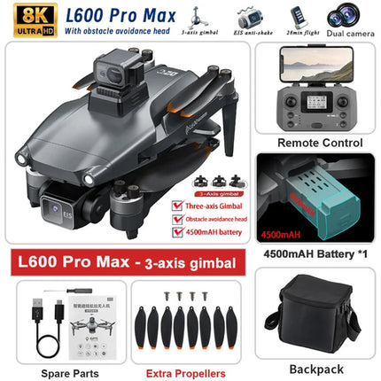 2024 New L600 PRO MAX GPS Drone 5KM 4K Professional HD Dual Camera