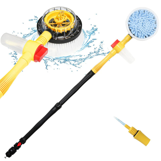 Auto Rotating Car Wash Brush Kit - 360° Spin Long Handle Pressure
