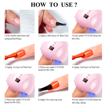 7pc Nail Gel Polish Set DIY Nail Art Design All For Decoration Soak