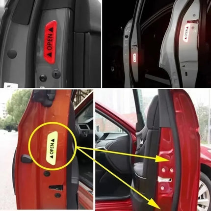 4PCS Reflective Car Door Sticker Safety Opening Warning Reflector Tape