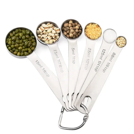 6pcs/set Food-grade Stainless Steel Measuring Spoon Set Sugar Coffee