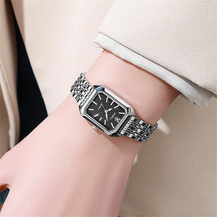Luxury Ladies Fashion Quartz Watch Simple Scale Square Quality Gold