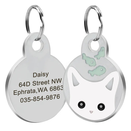 Cute Cat Tag Small Dog ID Tags Free Engraved Name Cats Kitten Name Tag