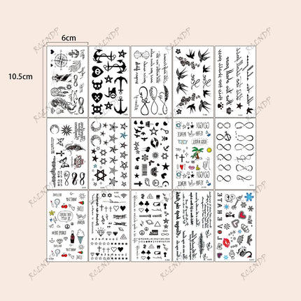 Waterproof Temporary Tattoo Sticker English Letter Star Moon Anchor