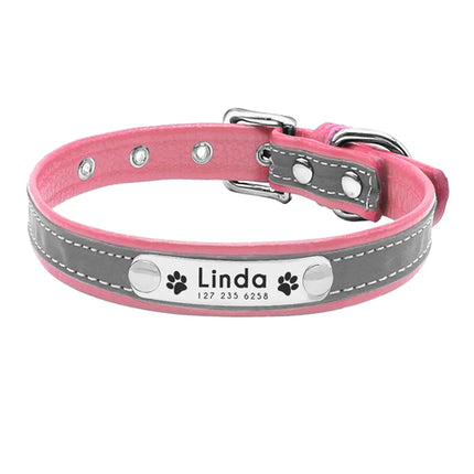Reflective Pet Dog Custom Collar Adjustable Free Engraved Small Medium