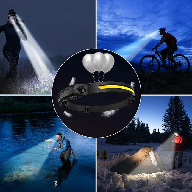 1PC Rechargeable COB Induction Fishing Headlamp, Super Bright LED