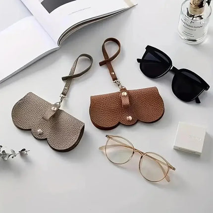 Litchi Embossed Glasses Cover Cute Hanging PU Leather Sunglasses