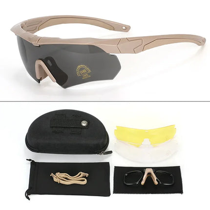 Military Tactical Goggles CS Airsoft Windproof Shooting Glasses HD 3