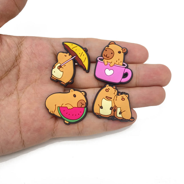 20Pcs Capybara Series Shoe Charms For Slides Sandals, PVC Shoe