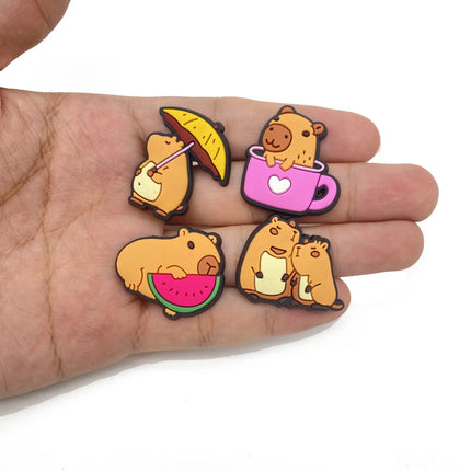 20Pcs Capybara Series Shoe Charms For Slides Sandals, PVC Shoe
