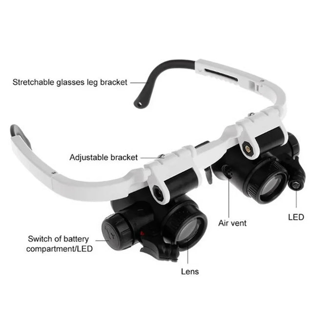 Hot Sell 2XLED Watch Jeweler Repair Magnifier Head-Mounted Headband