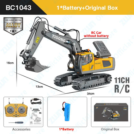 ZWN 2.4G Remote Control Excavator Dump Truck RC Model Car Toy