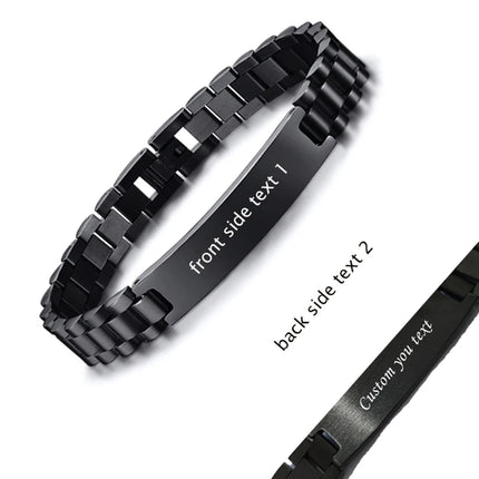 Personalized Engrave ID Bracelet for Men Wristband Stainless Steel