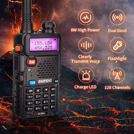 4PCS Baofeng 8W Dual Frequency High-Power Walkie Talkie 128CH Portable