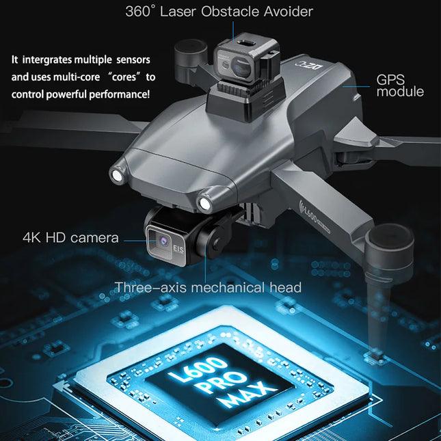 L600 PROMAX Drone 4K Professional 5G GPS HD 3-axis Gimbal Photography
