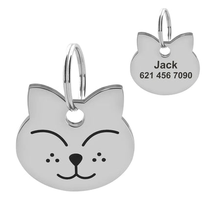 Cute Cat Tag Small Dog ID Tags Free Engraved Name Cats Kitten Name Tag