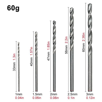 100pc Twist Drill 1-3mm Hand Electric Drill DIY Woodwork Drill