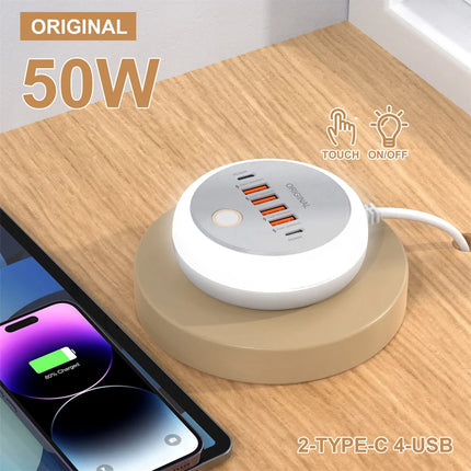 50W USB Charger Multi Ports Power Strip Socket Fast Charging Travel