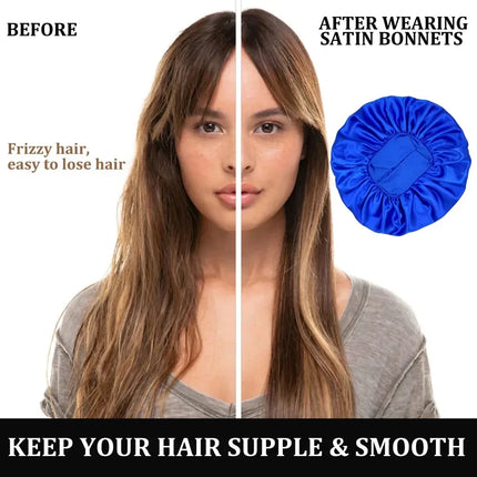 New Women's Satin Solid Wide-brimmed Sleeping Hat Unisex Head Wrap