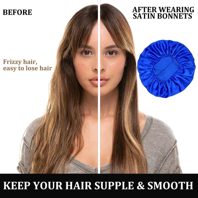 New Women's Satin Solid Wide-brimmed Sleeping Hat Unisex Head Wrap