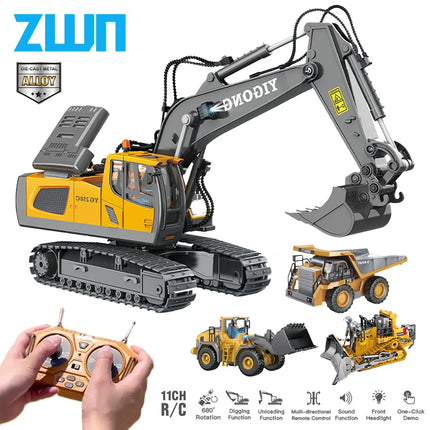 ZWN 2.4G Remote Control Excavator Dump Truck RC Model Car Toy