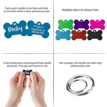 Personalized Pet ID Tag Dog Cat Nameplate Address Number Aluminum