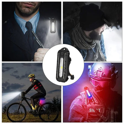 LED Red Blue Caution Emergency Police Light with Clip USB Rechargeable
