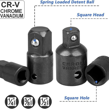 4pcs Socket Convertor Adaptor Reducer Set 1/2 To 3/8 3/8 To 1/4 3/4 To