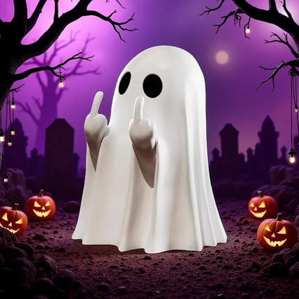 New Cute Middle Finger Ghost Statue Small Halloween Decor for Home