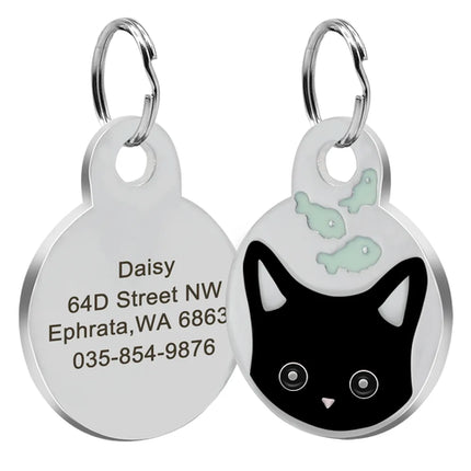 Cute Cat Tag Small Dog ID Tags Free Engraved Name Cats Kitten Name Tag