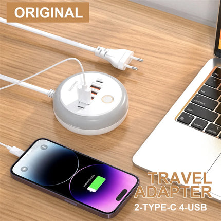 50W USB Charger Multi Ports Power Strip Socket Fast Charging Travel