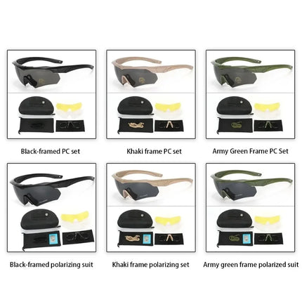 Military Tactical Goggles CS Airsoft Windproof Shooting Glasses HD 3