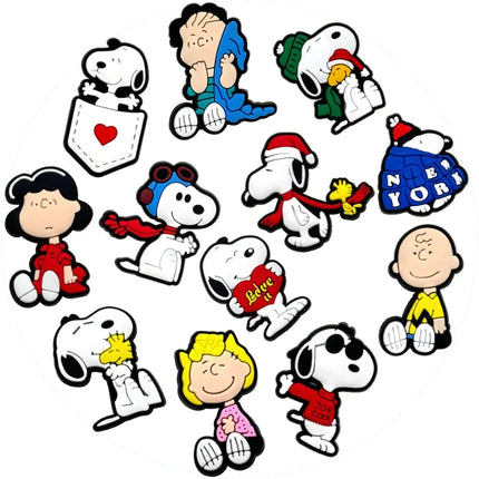 12-Pack SnoopyFashion Themed Shoe Charms Cartoon Kawaii Decoration