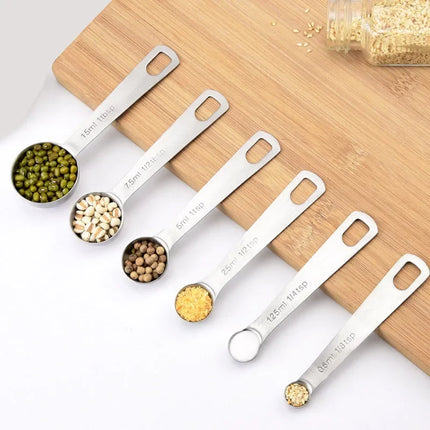 6pcs/set Food-grade Stainless Steel Measuring Spoon Set Sugar Coffee