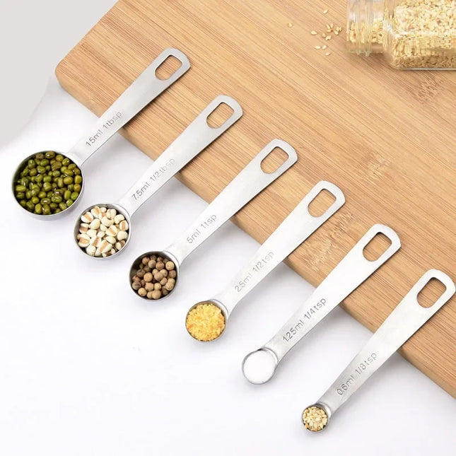 6pcs/set Food-grade Stainless Steel Measuring Spoon Set Sugar Coffee