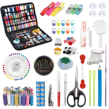 Complete Sewing Kit with Threads Needles Scissors Tape Measure Buttons
