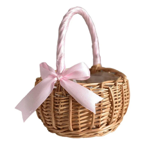 1pc Wedding Flower Basket | Handwoven Rattan, Multi-Use for